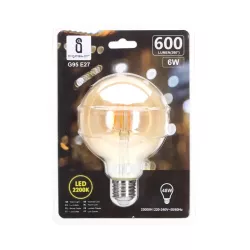 Żarówka LED 6W/230V Filament kula G95 E27 barwa bursztynowa 600lm - 8433325199210