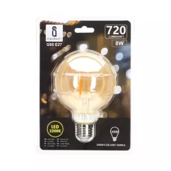 Żarówka LED 8W/230V Filament kula G95 E27 barwa bursztynowa 720lm - 8433325199227