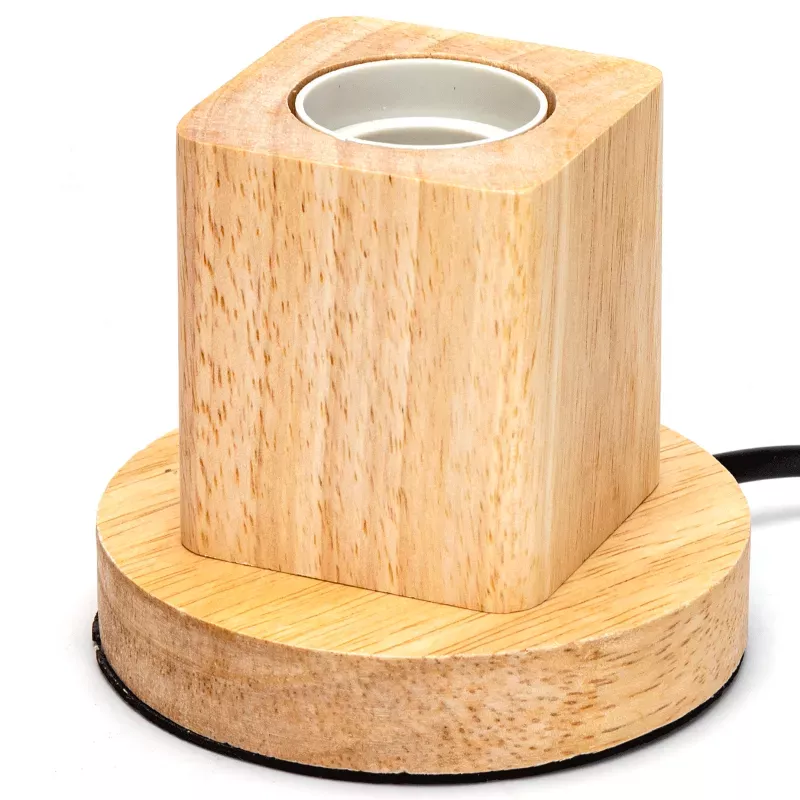 Lampa biurkowa E27 drewniana sześcian na podstawie bez żarówki - 8433325410124