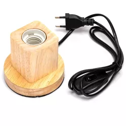 Lampa biurkowa E27 drewniana sześcian na podstawie bez żarówki - 8433325410124