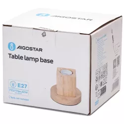 Lampa biurkowa E27 drewniana sześcian na podstawie bez żarówki - 8433325410124