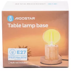 Lampa biurkowa E27 drewniana sześcian na podstawie bez żarówki - 8433325410124