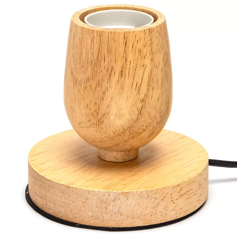 Lampa biurkowa stołowa E27 drewniana kielich na podstawie bez żarówki - 8433325410131