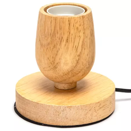 Lampa biurkowa stołowa E27 drewniana kielich na podstawie bez żarówki - 8433325410131