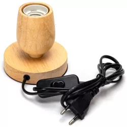 Lampa biurkowa stołowa E27 drewniana kielich na podstawie bez żarówki - 8433325410131