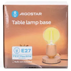 Lampa biurkowa stołowa E27 drewniana kielich na podstawie bez żarówki - 8433325410131