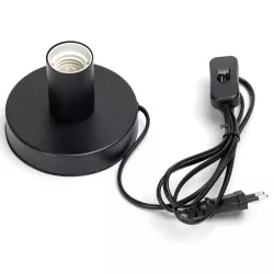 Industrialna lampa biurkowa oprawka do żarówki E27 czarna metalowa - 8433325410148