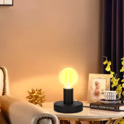 Industrialna lampa biurkowa oprawka do żarówki E27 czarna metalowa - 8433325410148