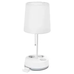 Lampa stołowa biała z listwą zasilającą 3 gniazdka E27 bez żarówki - 8433325415563
