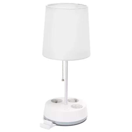 Lampa stołowa biała z listwą zasilającą 3 gniazdka E27 bez żarówki - 8433325415563