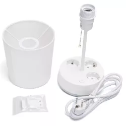 Lampa stołowa biała z listwą zasilającą 3 gniazdka E27 bez żarówki - 8433325415563
