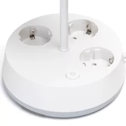 Lampa stołowa biała z listwą zasilającą 3 gniazdka E27 bez żarówki - 8433325415563