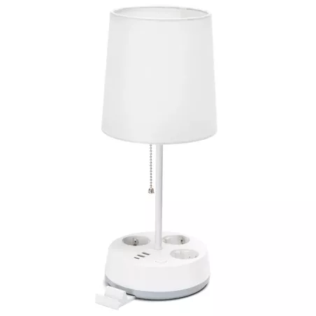 Lampa stołowa z listwą zasilającą 3 gniazdka i 3 USB E27 bez żarówki - 8433325415570