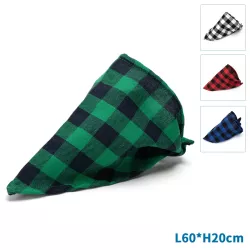Trójkątny szalik 60x20cm chusta w kratę modny dodatek dla psa lub kota - 8719138226924