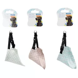 Trójkątny szalik 15x9cm chusta w kratę z obrożą 30cm dla psa lub kota - 8719138226948