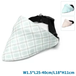 Trójkątny szalik 18x11cm chusta w kratę z obrożą 40cm dla psa lub kota - 8719138226955