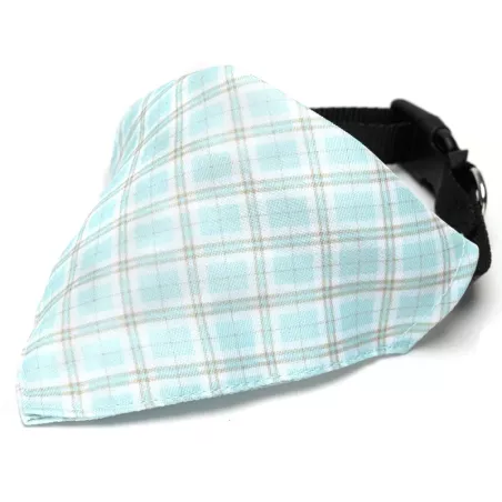 Trójkątny szalik 20x13cm chusta w kratę z obrożą 50cm dla psa lub kota - 8719138226962