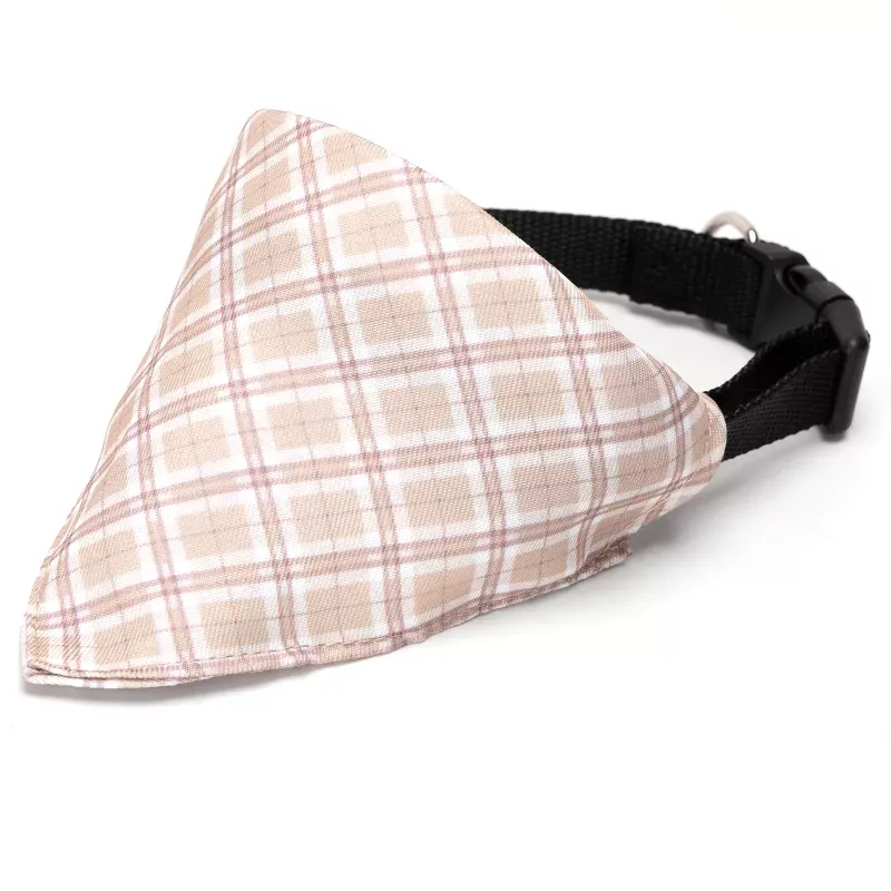 Trójkątny szalik 23x15cm chusta w kratę z obrożą 60cm dla psa lub kota - 8719138226979