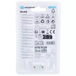 Lampka nocna LED do gniazdka 230V z czujnikiem zmierzchu 0,6W 3000K - 8433325412081