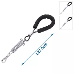 Krótka smycz stalowa linka 37.5cm z sprężyną dla dużych silnych psów - 8719138075393
