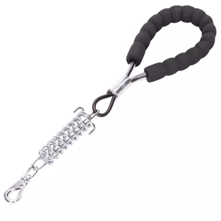 Krótka smycz stalowa linka 37.5cm z sprężyną dla dużych silnych psów - 8719138075393