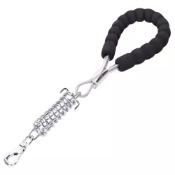 Krótka smycz stalowa linka 39.5cm z sprężyną dla dużych silnych psów - 8719138075409