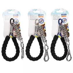 Krótka smycz stalowa linka 39.5cm z sprężyną dla dużych silnych psów - 8719138075409