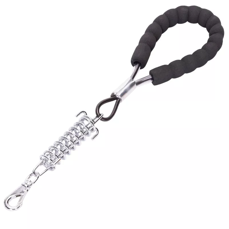 Krótka smycz stalowa linka 40.5cm z sprężyną dla dużych silnych psów - 8719138075416