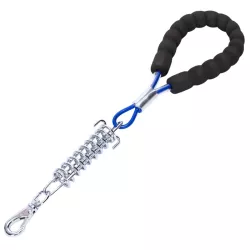 Krótka smycz stalowa linka 40.5cm z sprężyną dla dużych silnych psów - 8719138075416
