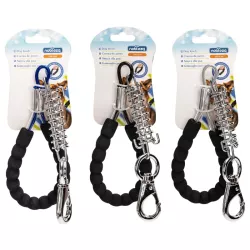 Krótka smycz stalowa linka 40.5cm z sprężyną dla dużych silnych psów - 8719138075416
