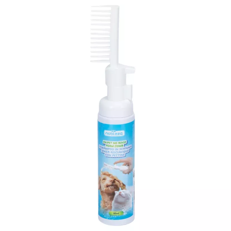 Szampon piankowy dla psa i kota bez spłukiwania 80ml z grzebieniem - 8719138077861