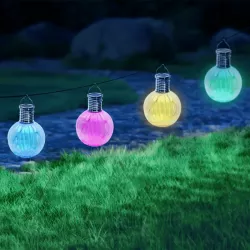 Szklana kulka zawieszana fi 8 cm podświetlana drucikiem led z uchwytem - 8433325321574