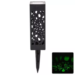 Słupek ażurowy kolorowy lampion solarny ogrodowy led 18x6x6cm czarny - 8433325321673