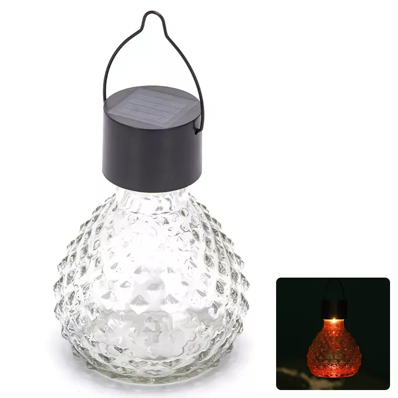 Szklana kula zawieszana fi 9.3 cm lampka solarna kolorowa z uchwytem - 8433325321604