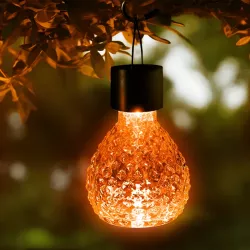 Szklana kula zawieszana fi 9.3 cm lampka solarna kolorowa z uchwytem - 8433325321604