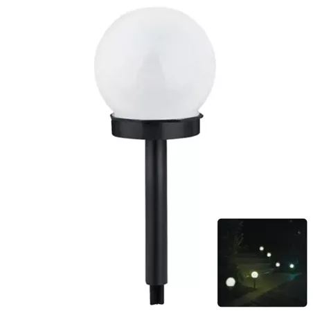 Kula solarna 10/30cm sferyczna lampa ogrodowa biała zimna wbijana - 8433325329341