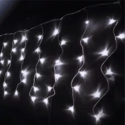 Sople 200 led białe zimne 50 równych zwisów na 10m kablu długość 0.4m - 8433325381226