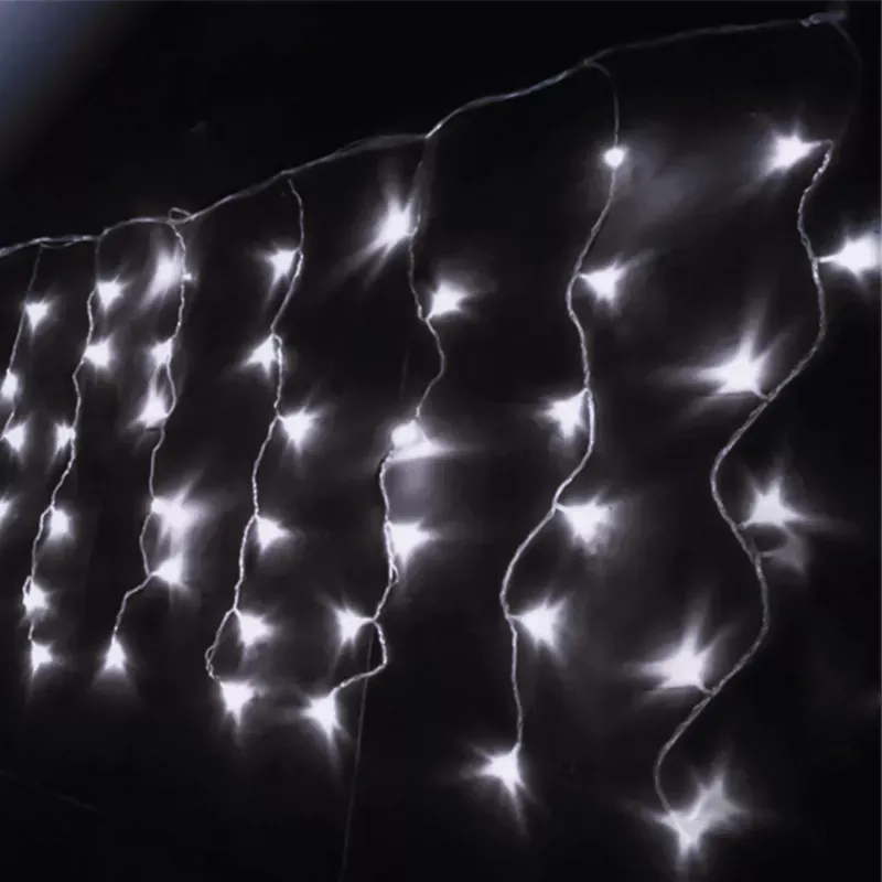 Sople 200 led białe zimne 50 równych zwisów na 10m kablu długość 0.4m - 8433325381226