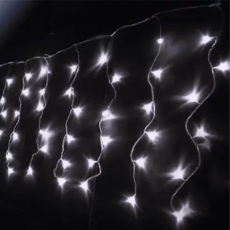 Sople 200 led białe zimne 50 równych zwisów na 10m kablu długość 0.4m - 8433325381226