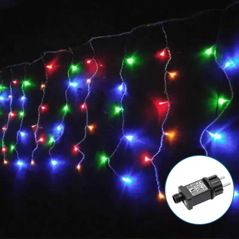 Sople led 400 kolorowych lampek 100 zwisów na 20m sznurze z zasilaczem - 8433325381912