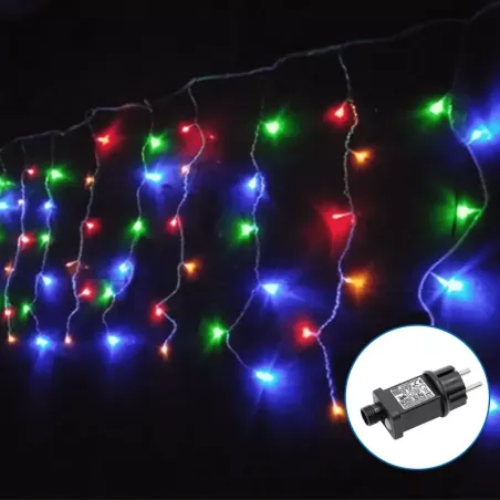 Sople led 400 kolorowych lampek 100 zwisów na 20m sznurze z zasilaczem - 8433325381912