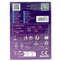 Taśma świetlna z drutu miedzianego na 3 baterie AA, RGBY, 5m - 8433325307776