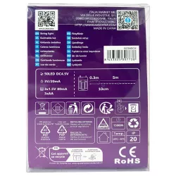 Taśma świetlna z drutu miedzianego na 3 baterie AA, Zimna biel, 5m - 8433325307738