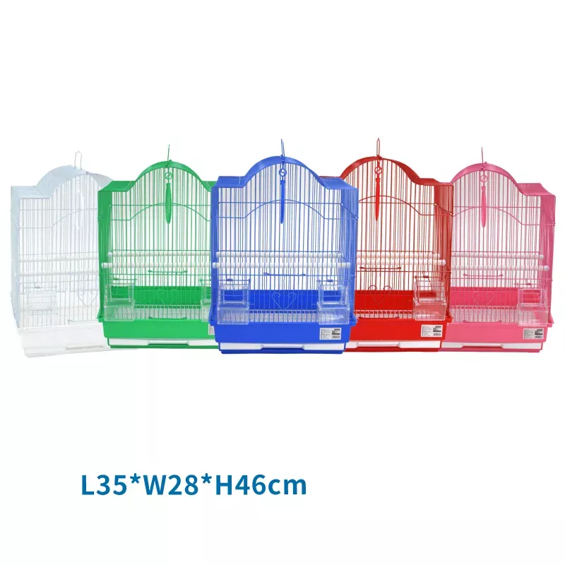 Klatka dla ptaków z karmnikiem huśtawką i grzędą 35x28x46cm druciana - 8719138035113