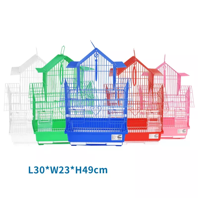 Klatka dla ptaków z karmnikiem huśtawką i grzędą 30x23x49cm druciana - 8719138035083