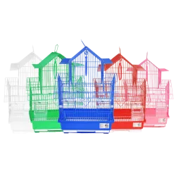 Klatka dla ptaków z karmnikiem huśtawką i grzędą 30x23x49cm druciana - 8719138035083