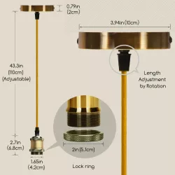 Oprawka żarówki E27 z metalu z przewodem 2x0.75mm² 1 m złoty brąz - 8433325199685