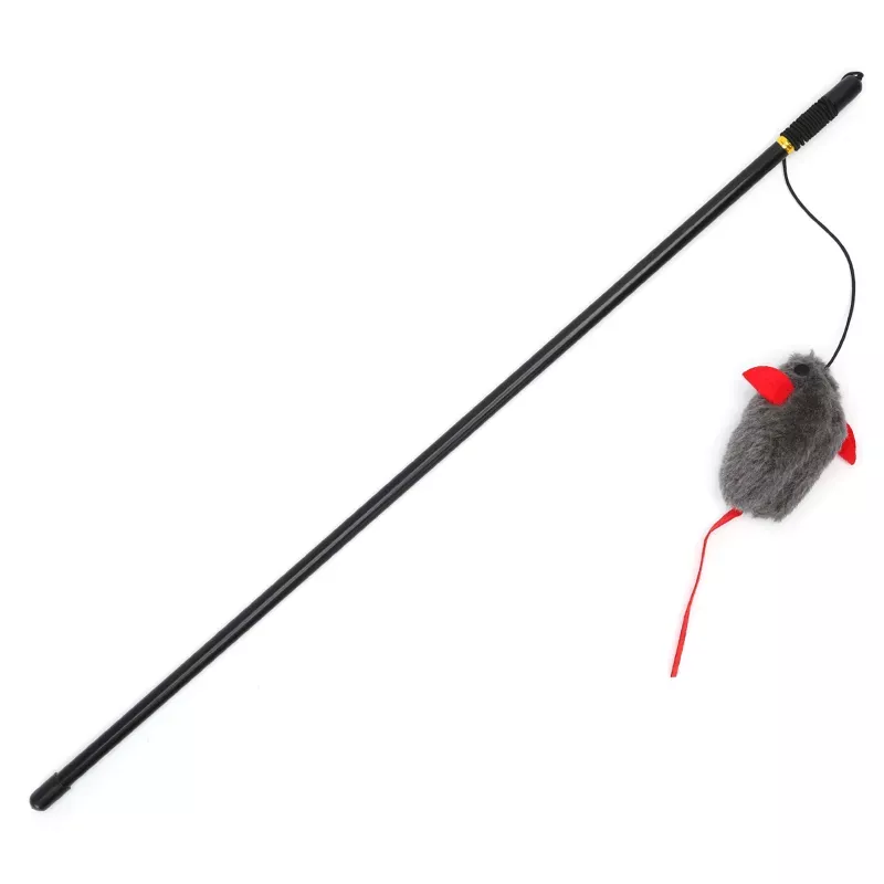 Patyk do zabawy z kotem z futerkową myszką i efektem dźwiękowym, L45cm - 8719138049301