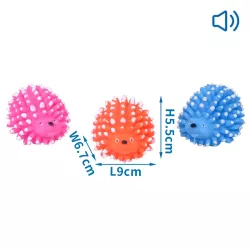 Jeż piszcząca winylowa zabawka dla psa gryzak barwny z kolcami 9cm - 8719138037100