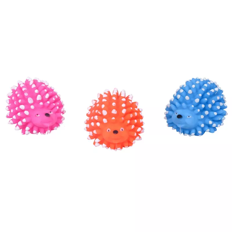 Jeż piszcząca winylowa zabawka dla psa gryzak barwny z kolcami 9cm - 8719138037100